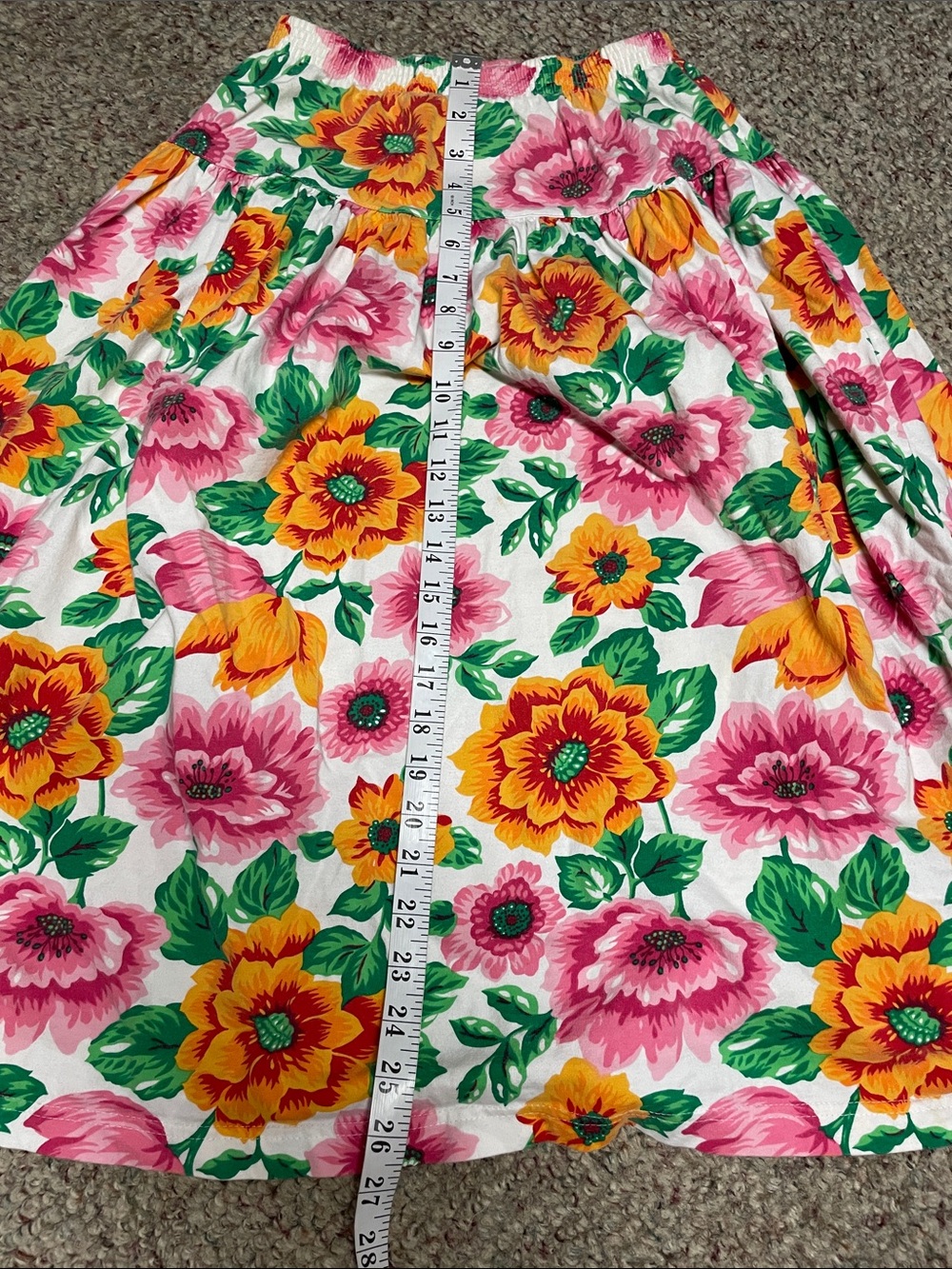 Vintage 80s cotton Bright Floral Two-Piece skirt Set - Pink & Yellow Flowers - Picture 7 of 7